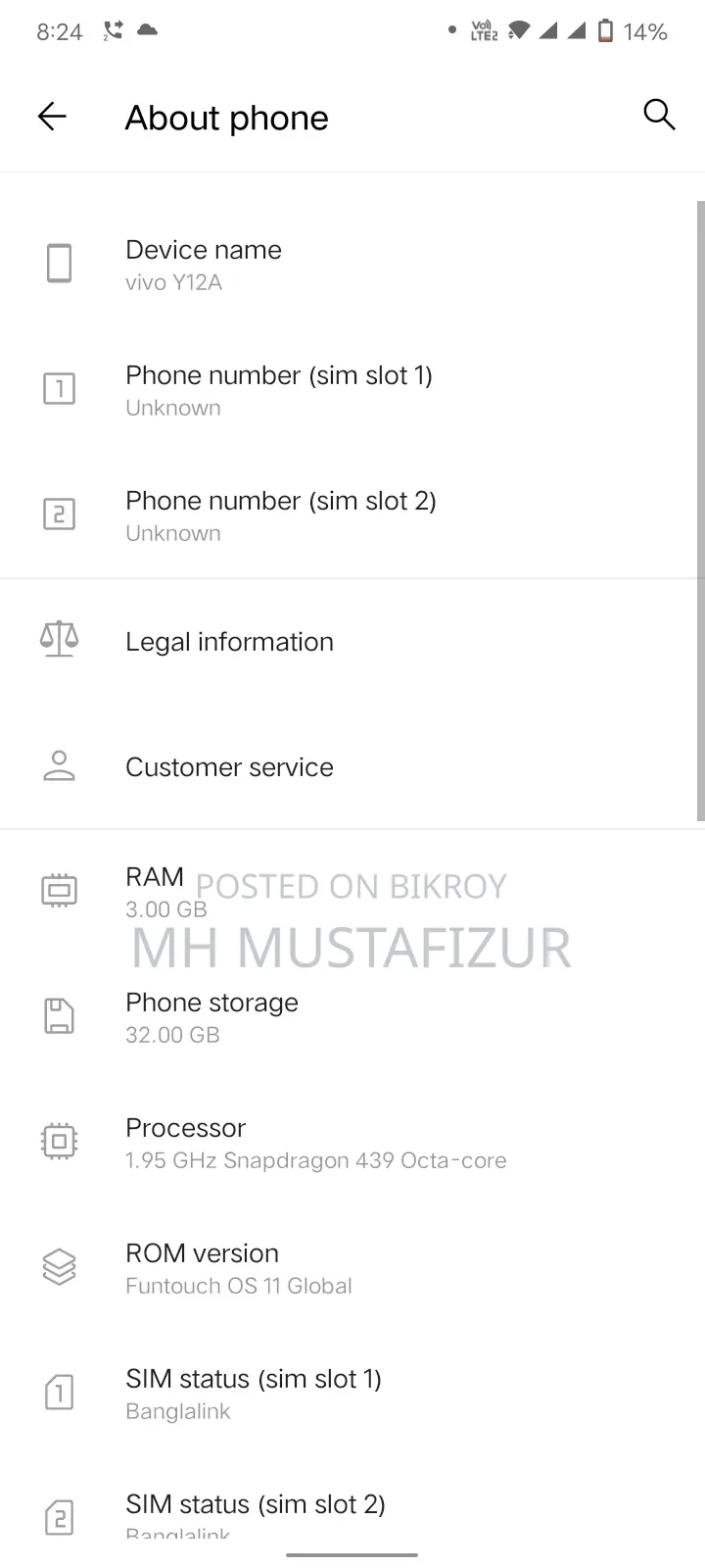 Vivo Y12 32GB Blue