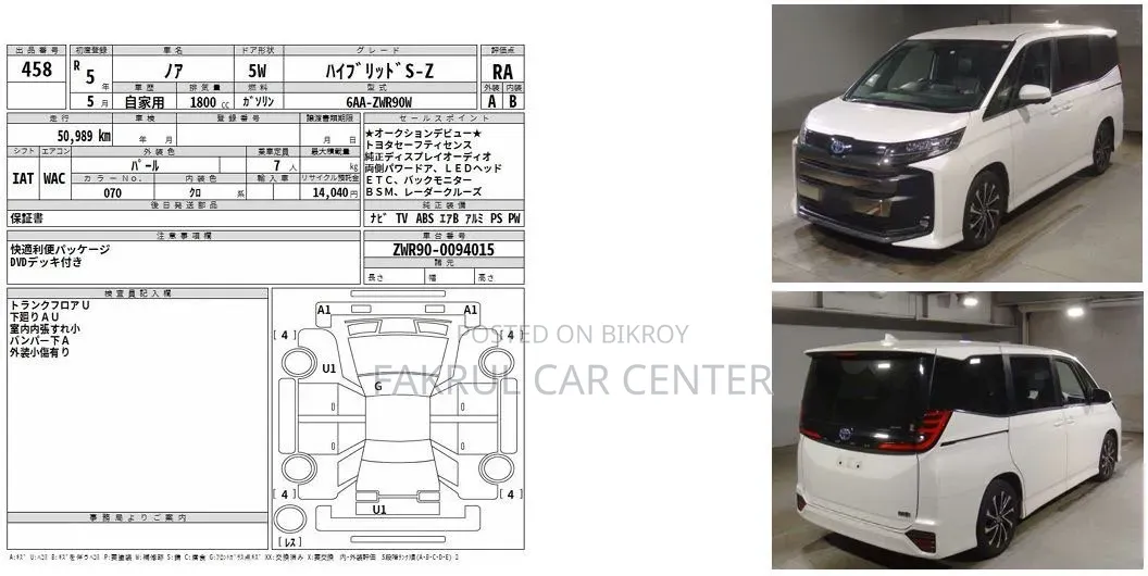 New Toyota Noah 2023 White