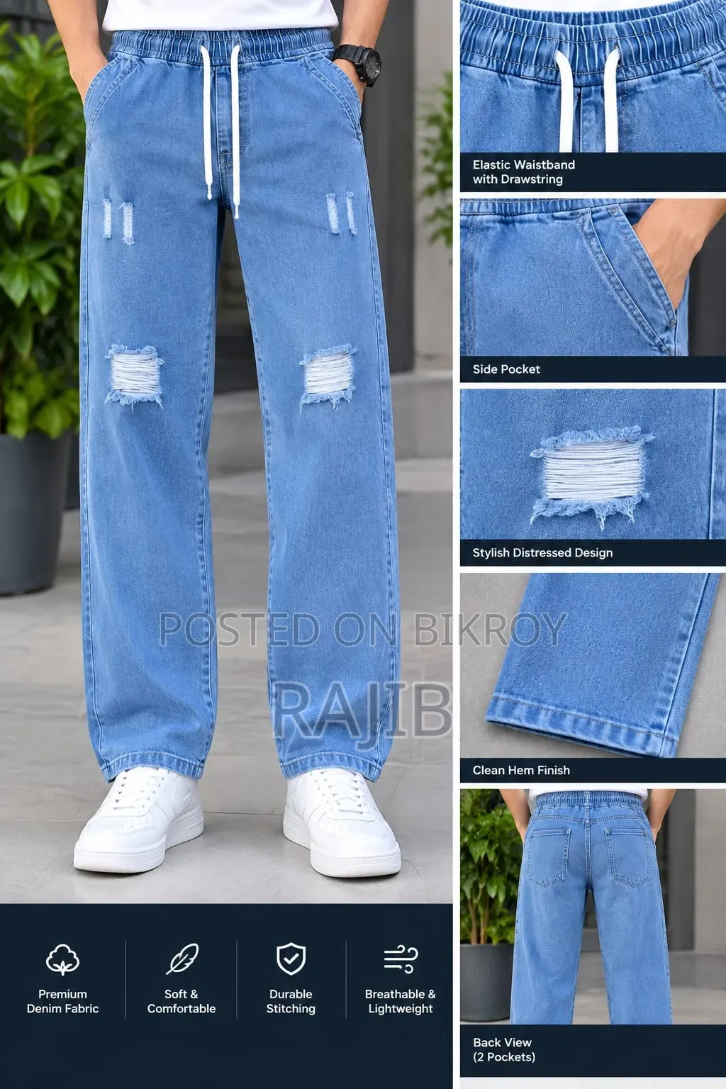 Stylish Semi Baggy Cargo Denim Pant