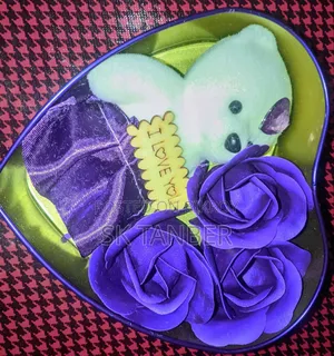 Valentine Love Gift Box Set with Teddy Bear and 3 Artificial Roses