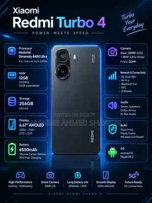 Xiaomi Redmi Turbo 4 256 জিবি কালো