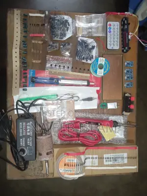 Full set of emergency tools and various components for electronics projects