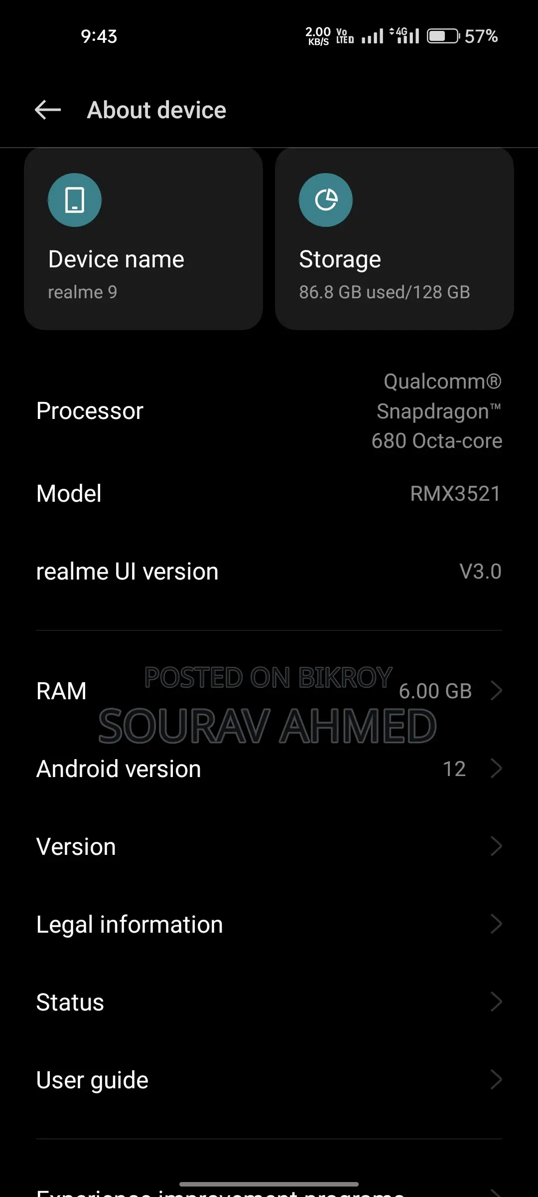 Realme 9 128 GB Black