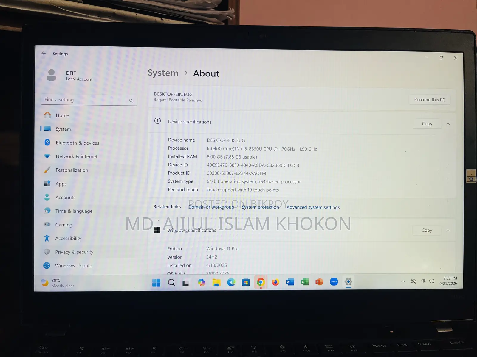 Laptop Lenovo 8GB Intel Core i5 SSD 128GB