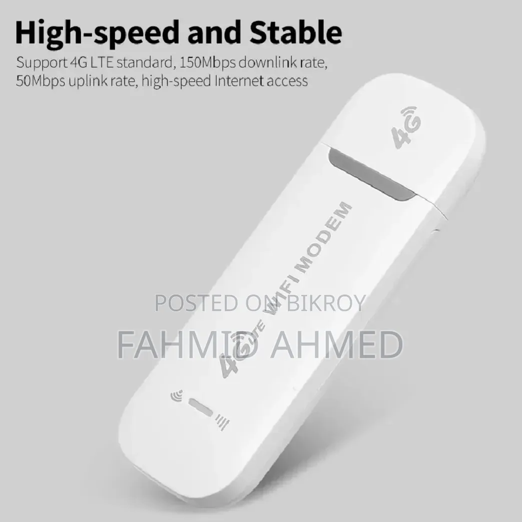 4G LTE USB Modem Wifi Router 150mbps Portable-White Colour (Imported)