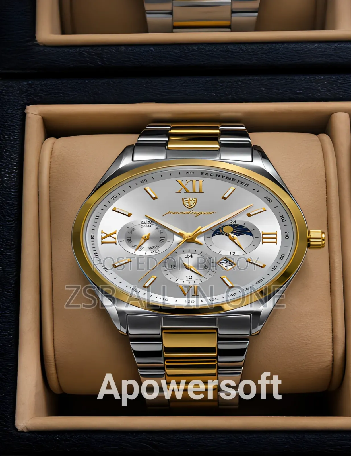 Men’s Two-Tone Quartz Watch – Silver Dial With Gold Accents