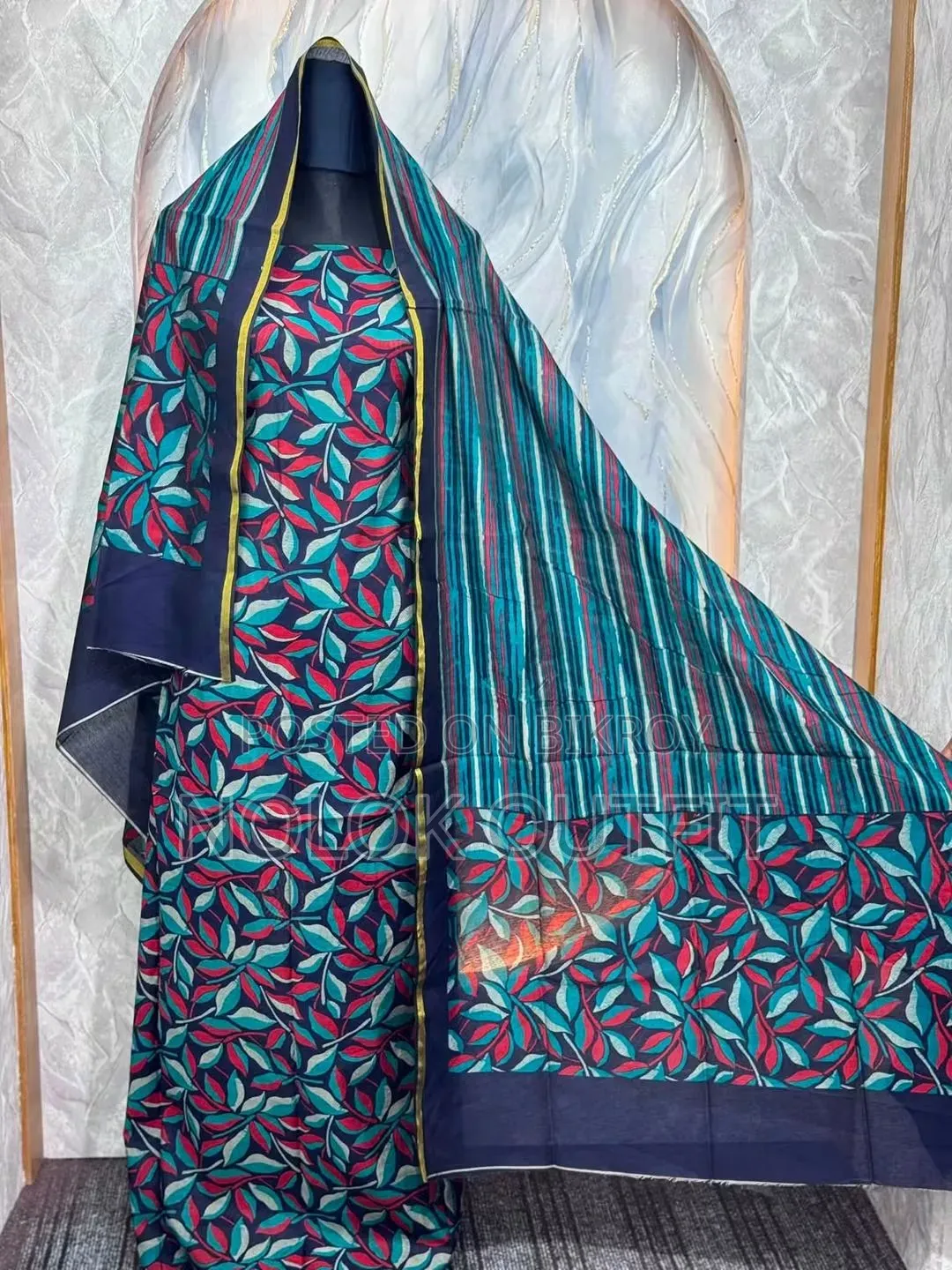 Pakistani Inspired Mysore Silk and Coco Print Three Piece