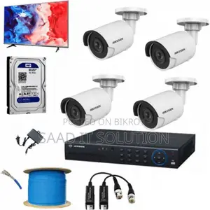 CCTV Package 4-Channel Hikvision/Dahua 4 Camera with Monitor