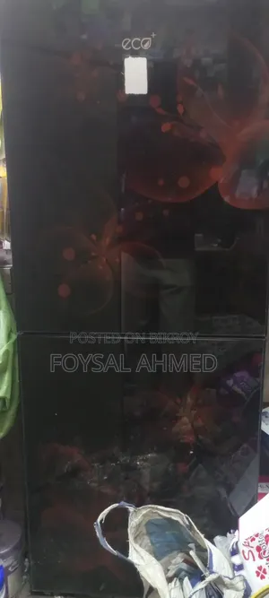 ইকো+ ২১৮ লিটার ফ্রেমলেস গ্লাস ডোর ম্যাগনোলিয়া ব্রাউন ফ্রিজ বেসসহ