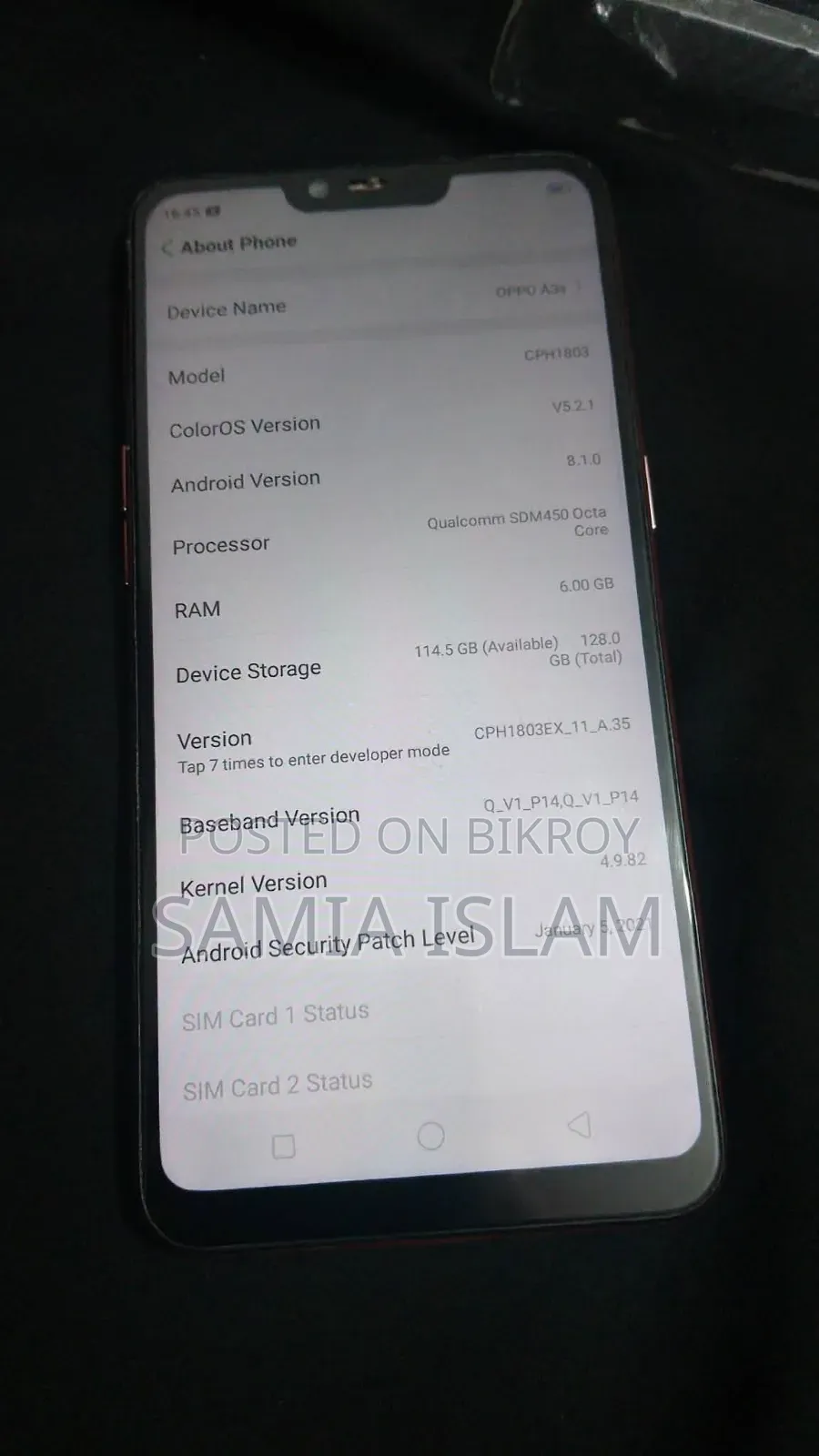 Oppo A3s 256 GB White