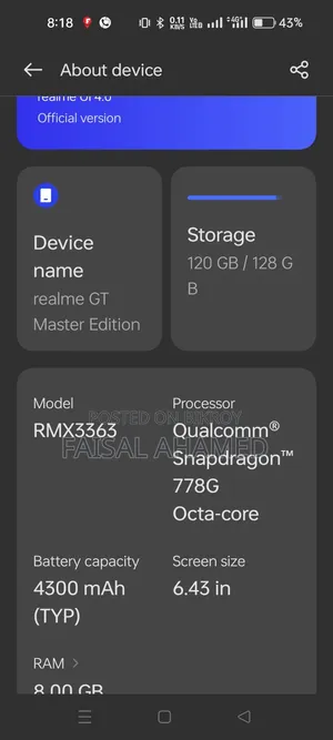 Realme GT Master Edition 128 GB Gray