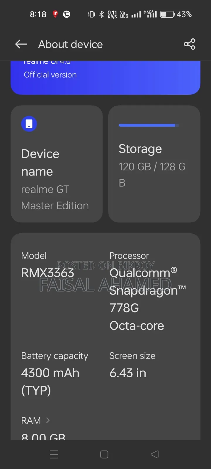 Realme GT Master Edition 128 GB Gray
