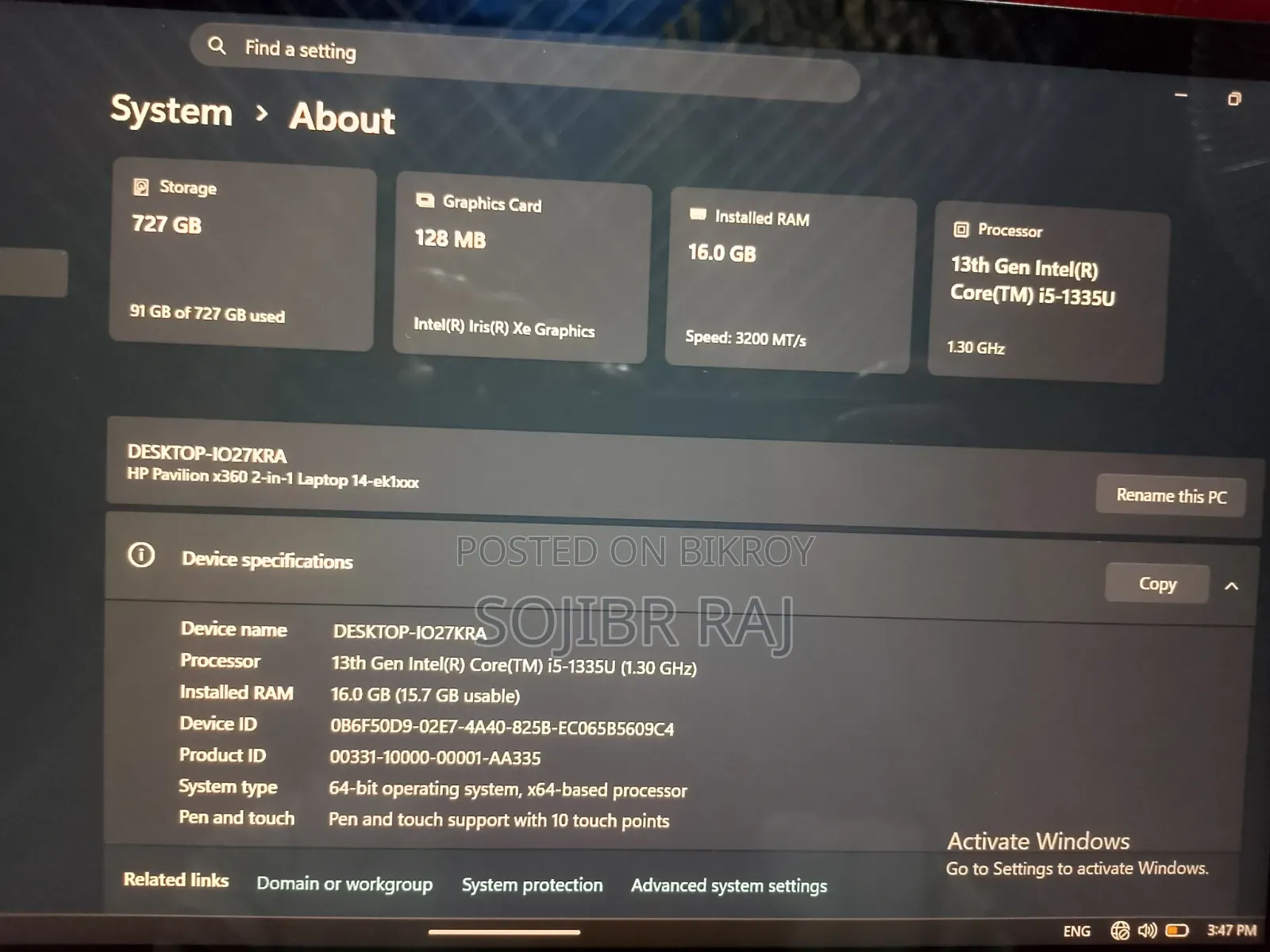 Laptop HP Pavilion x360 16GB Intel Core i5 SSD 512GB