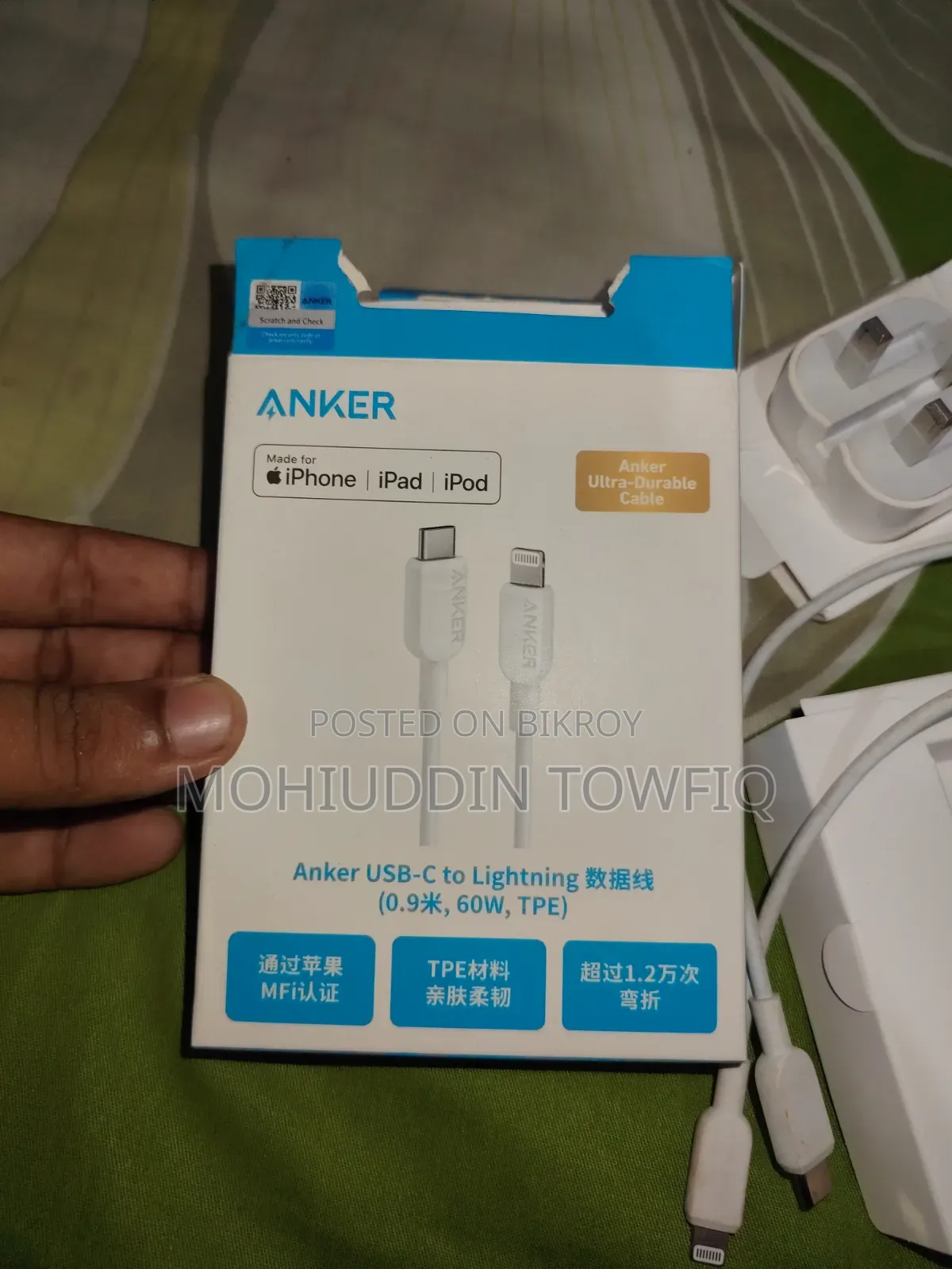 USB-C Original 20w Power Adapter and Anker iPhone Cable