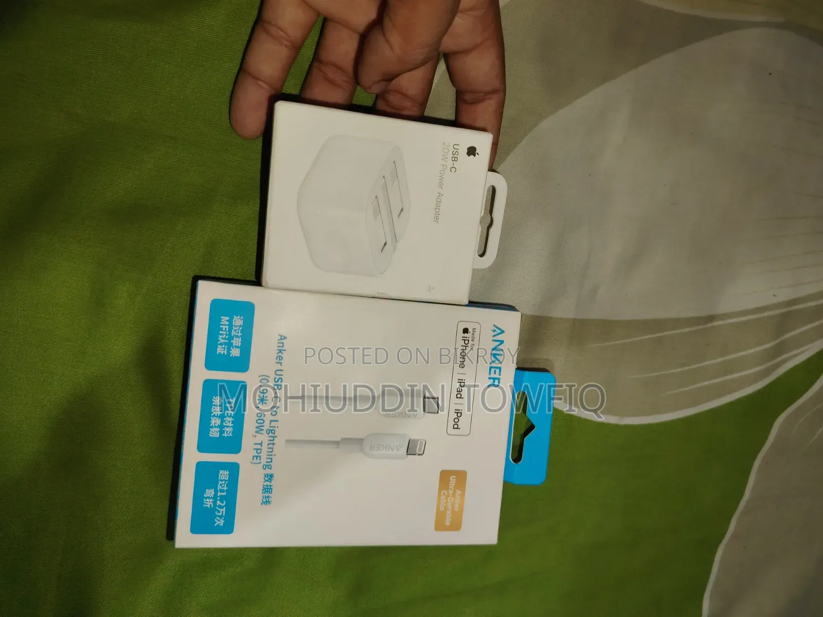 USB-C Original 20w Power Adapter and Anker iPhone Cable