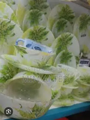 Dinner Set Green Color 32 Pcs Black Color 32 Pcs