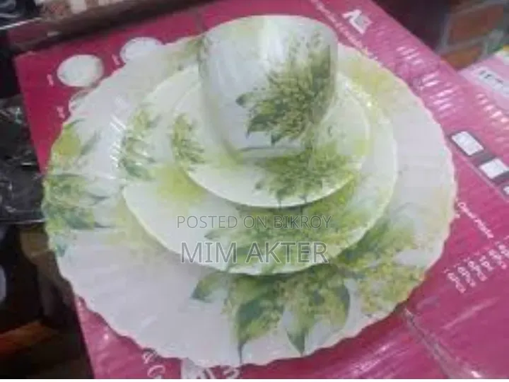 ডিনার সেট গ্রীন কালার ৩২ পিস ব্ল্যাক কালার 32 পিস