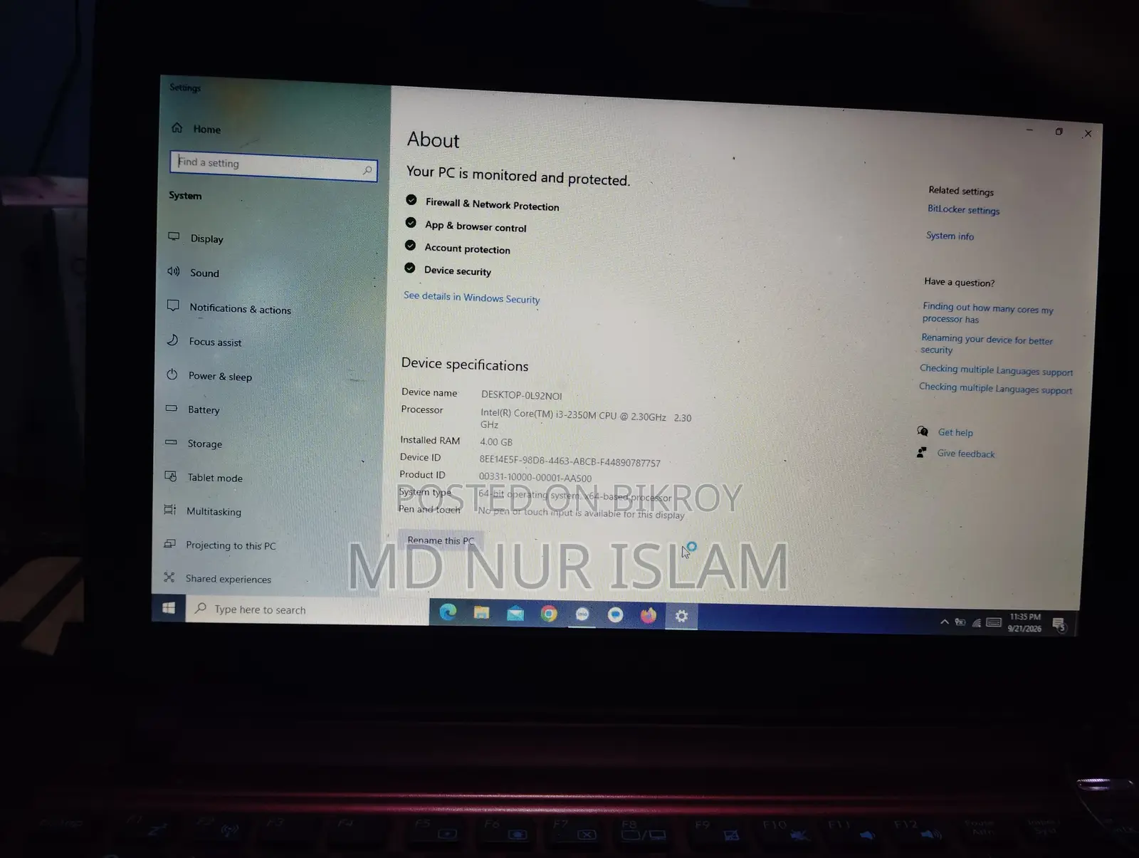 Laptop Asus U24E 4GB Intel Core i3 SSD 500GB