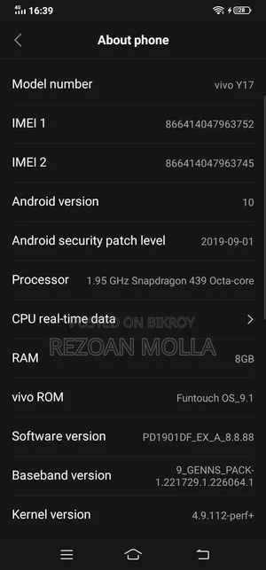 Vivo Y17 128 GB Silver