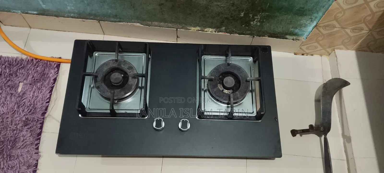 Italy Marble Granite Design Double Gas Stove