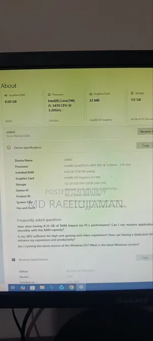 Desktop Computer Asus 8GB Intel Core i5 HDD+SSD 512GB