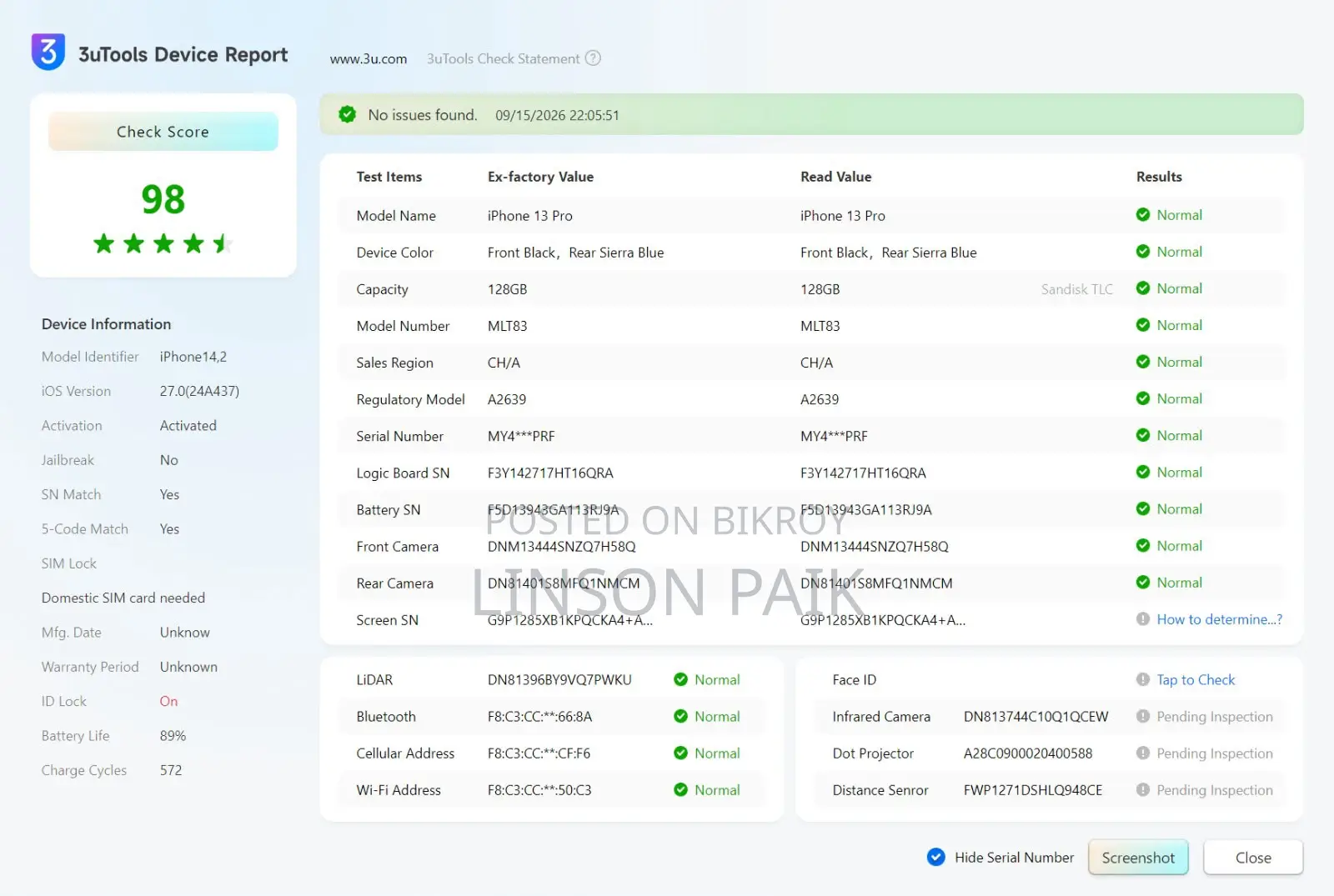 অ্যাপল আইফোন ১৩ প্রো ১২৮ জিবি ব্লু