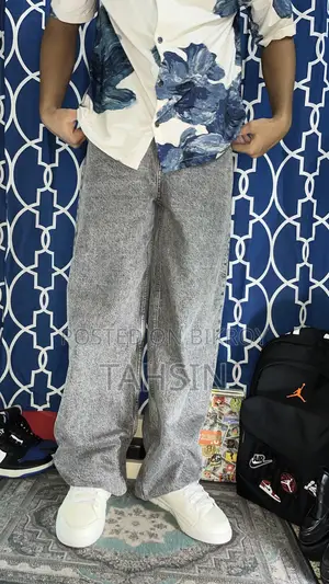Wide Leg Ash Color Acid Wash Jeans Baggy Pants