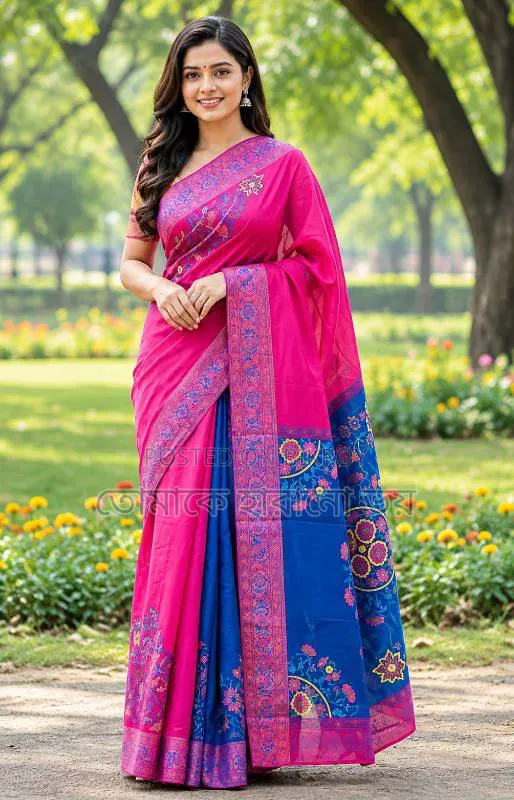 প্রিমিয়াম নকশি টাঙ্গাইল ধুপিয়ান সিল্ক শাড়ি