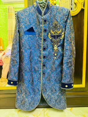 Royal Blue Color Gorgeous Embroidered Sherwani with Karchupi Work