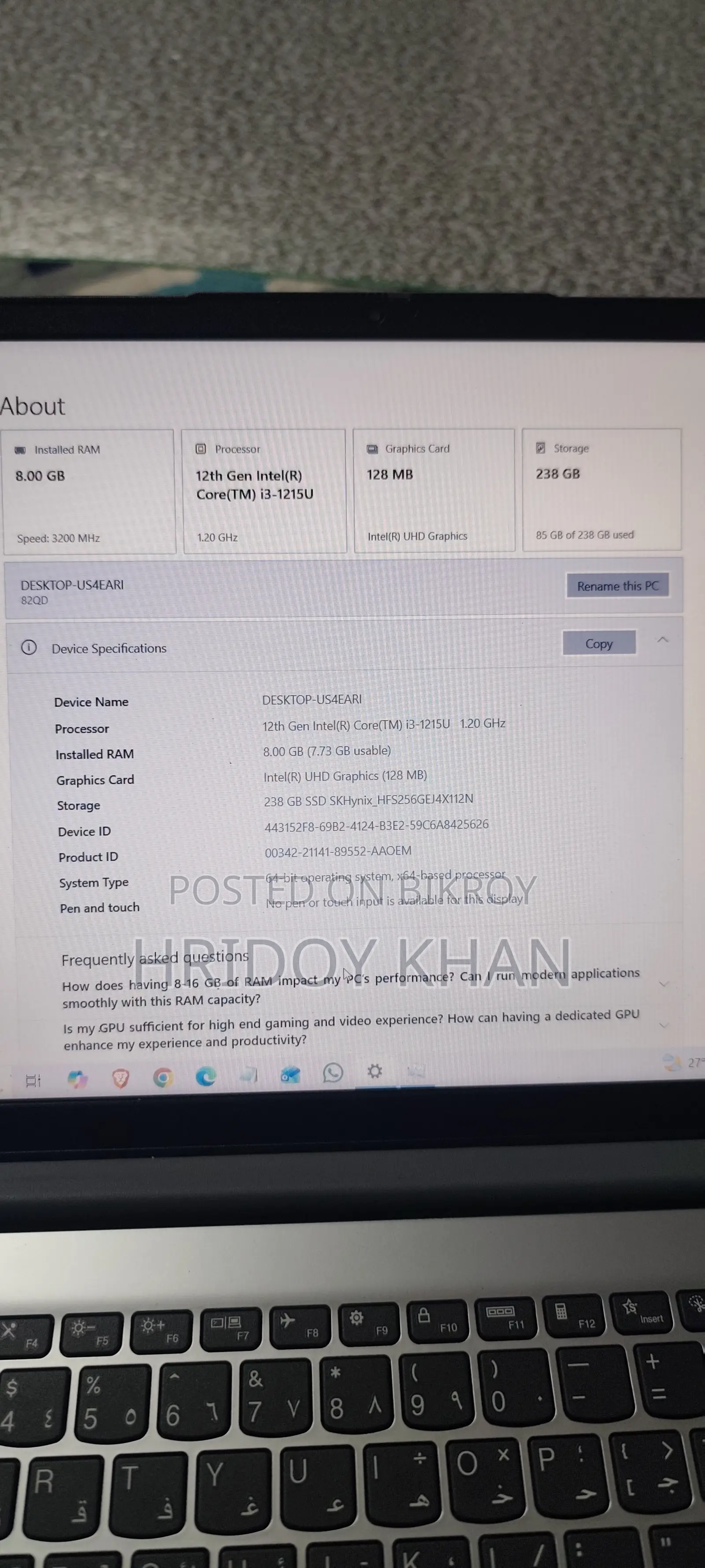 Laptop Lenovo IdeaPad 1 8GB Intel Core i3 SSD 256GB