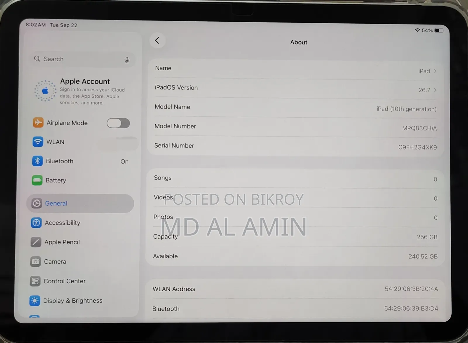 Apple iPad (2022) 256 GB Silver