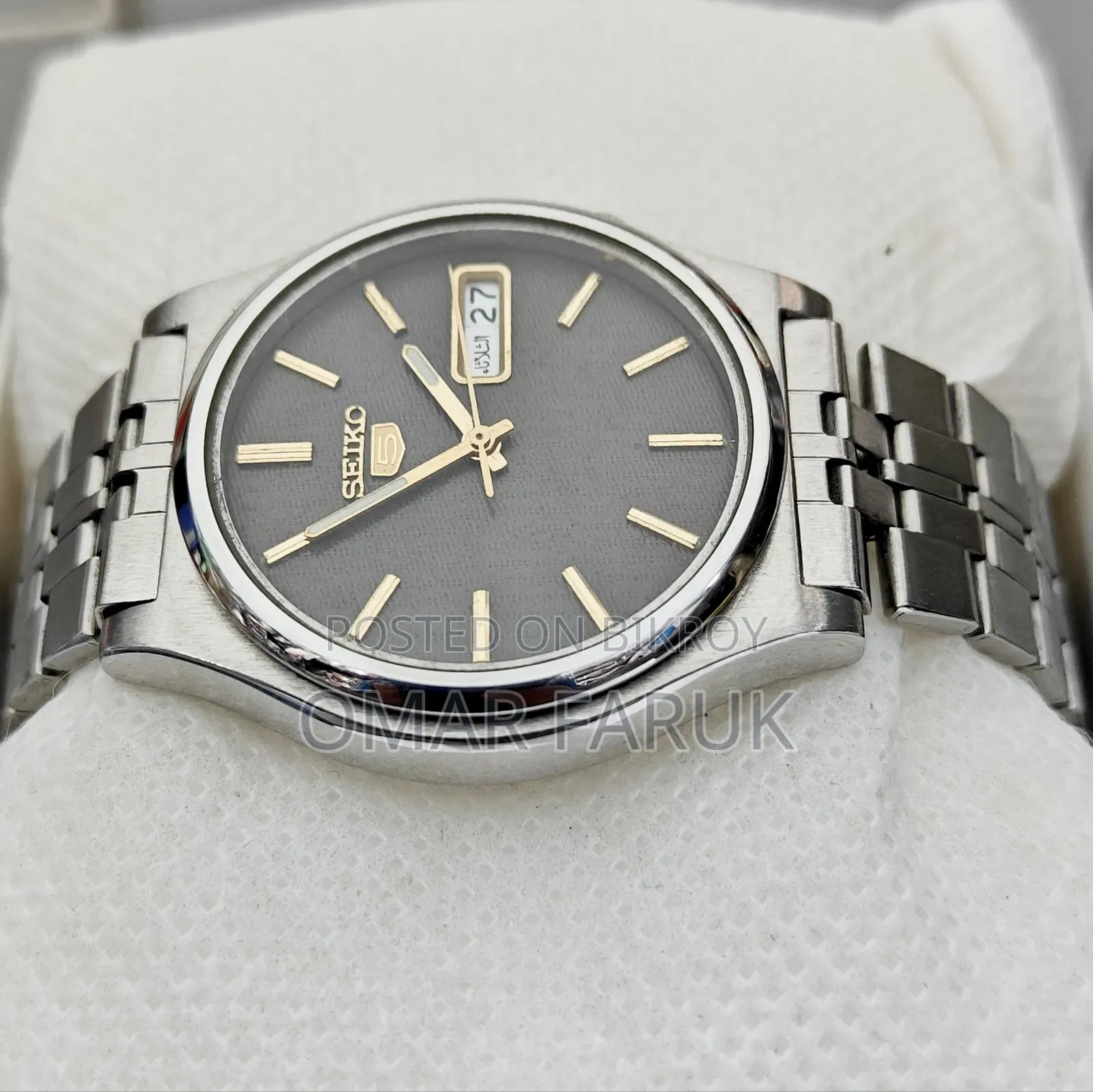 Vintage Seiko 5 Automatic Men's Watch | Textured Grey Dial | 21 Jewels