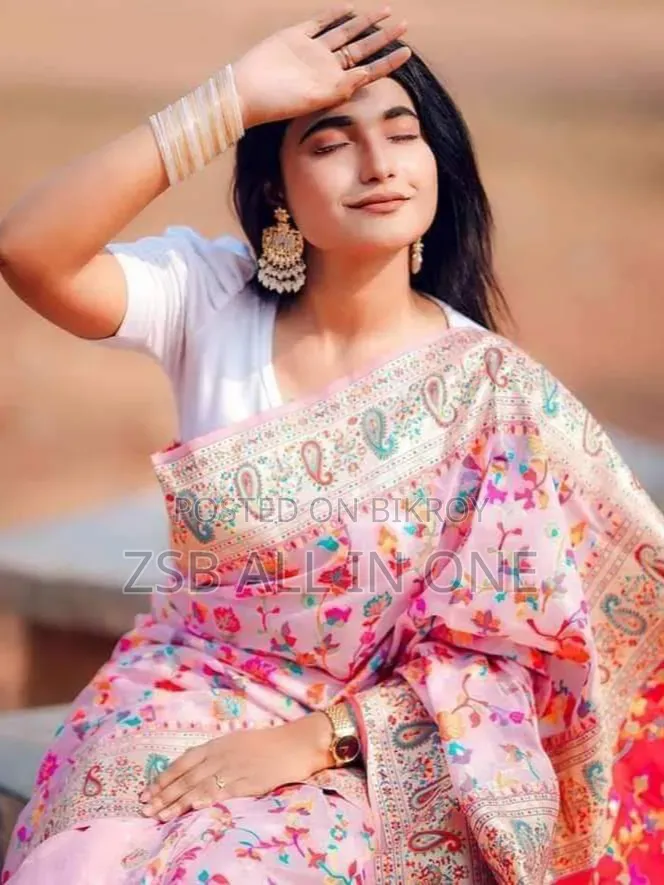 হাফ সিল্ক স্ক্রিন প্রিন্ট শাড়ি