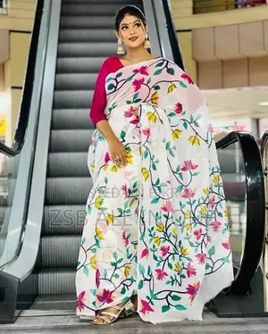 হাফ সিল্ক স্ক্রিন প্রিন্ট শাড়ি