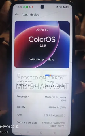 অপ্পো এ৩ প্রো ৫জি ২৫৬ জিবি ব্ল্যাক