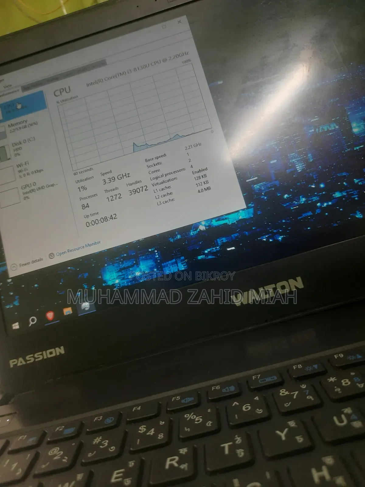 Laptop 8GB Intel Core 3 HDD 320GB