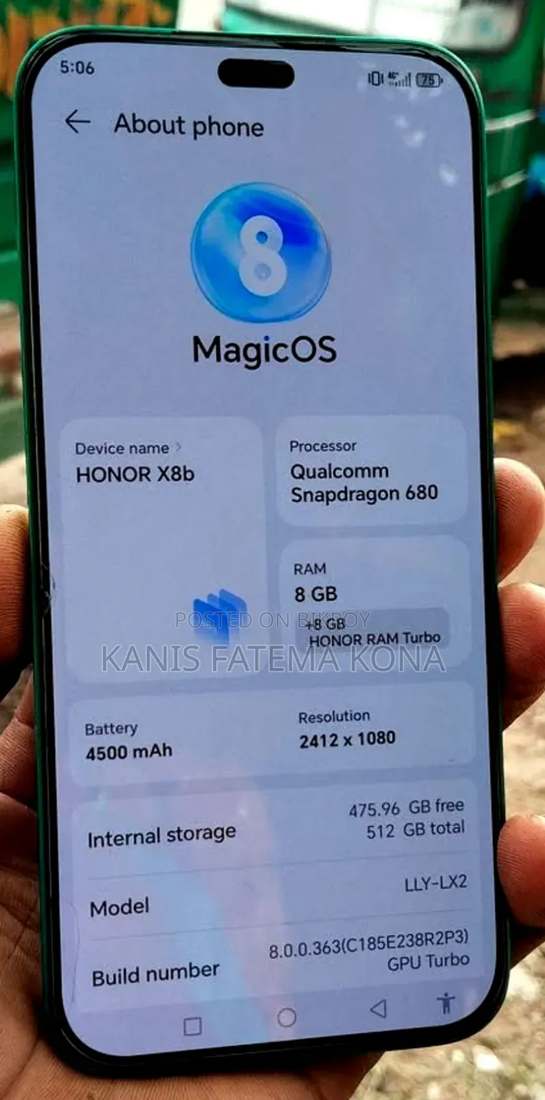 হনার এক্স৮বি ৫১২ জিবি গ্রিন