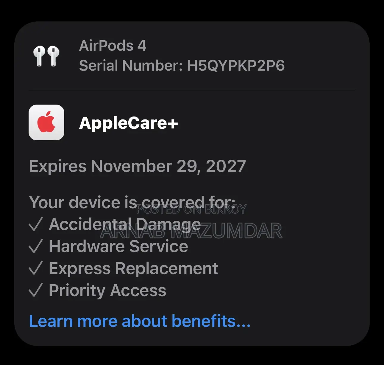 AirPods 4 (ANC) AppleCare+ Service Available.