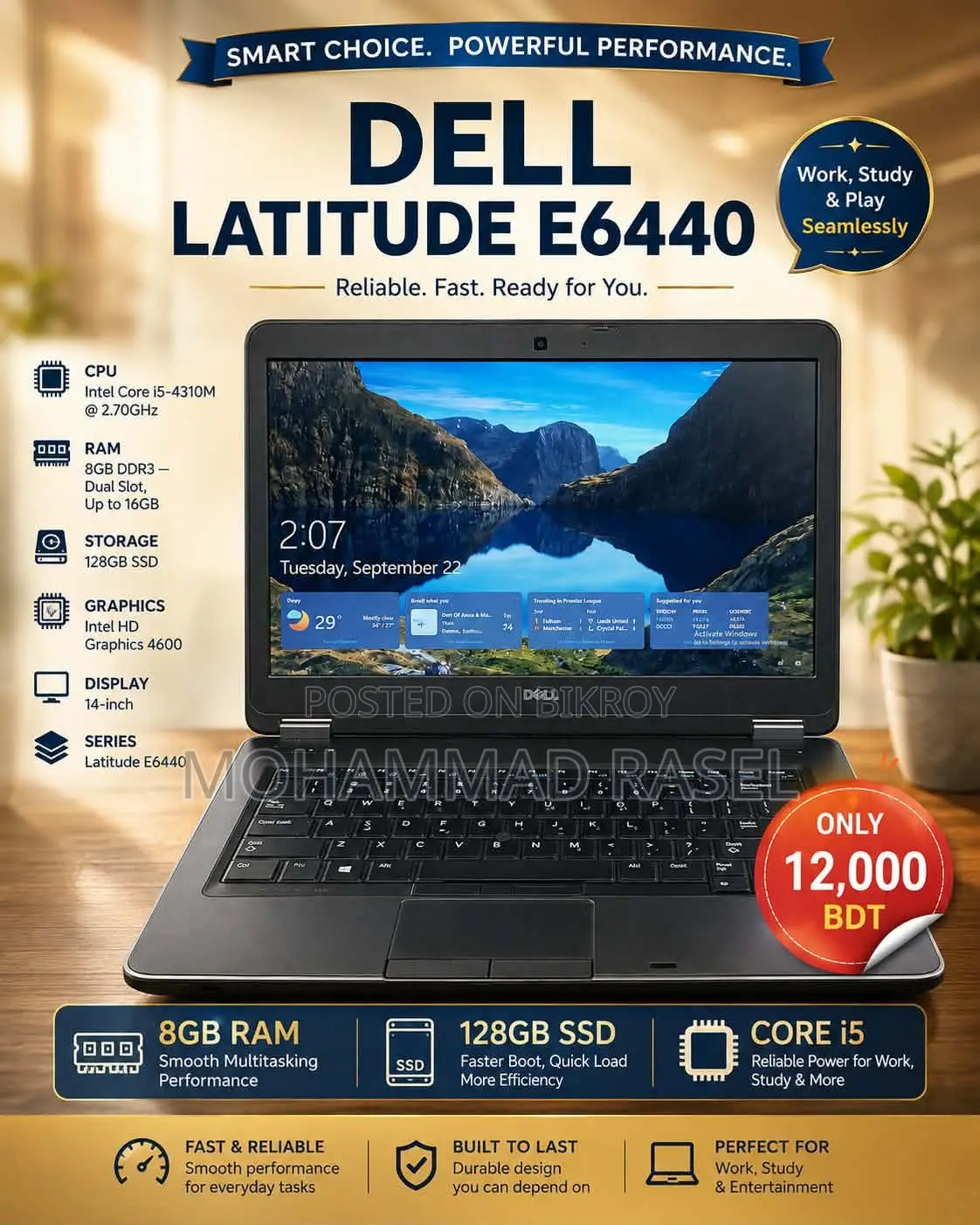Laptop Dell Latitude E6440 8GB Intel Core i5 SSD 128GB