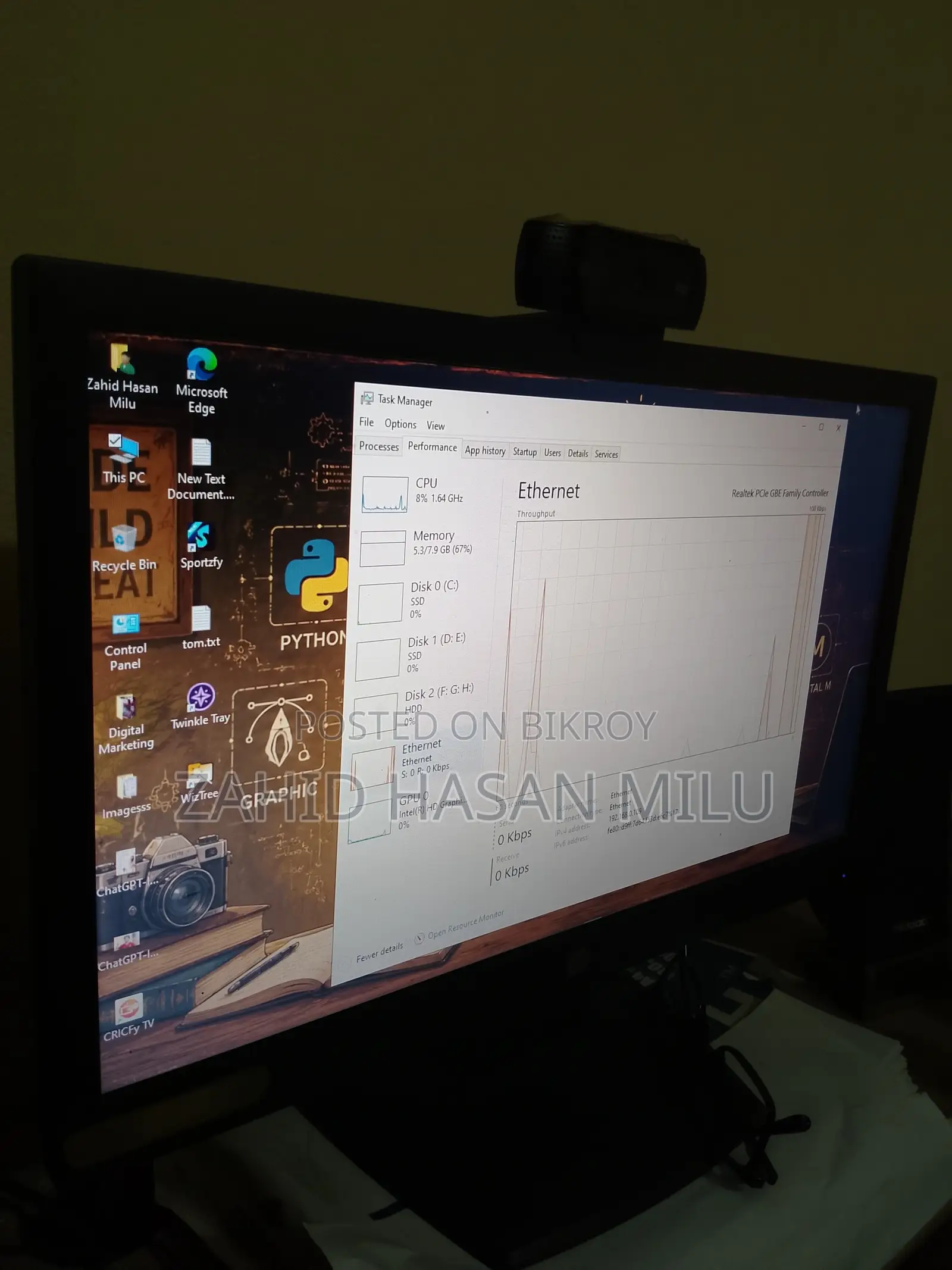 Desktop Computer Dell Optiplex 3040 8GB Intel Core i5 SSD 6T