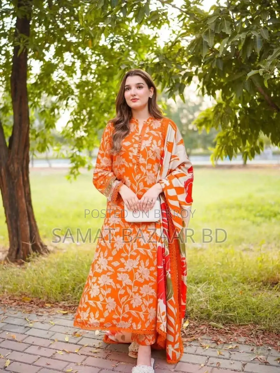 Digital Print 3 Piece - China Microstitch With Georgette Orna