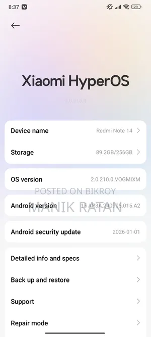 Xiaomi Redmi Note 14 4G 256 GB Gray