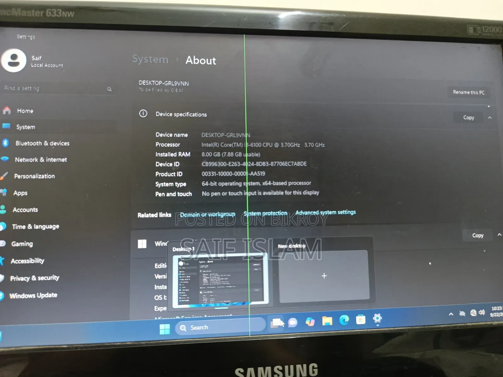 Gigabyte GA-H110MSTX-HD3-ZK 8GB Intel Core i3 SSD 128GB