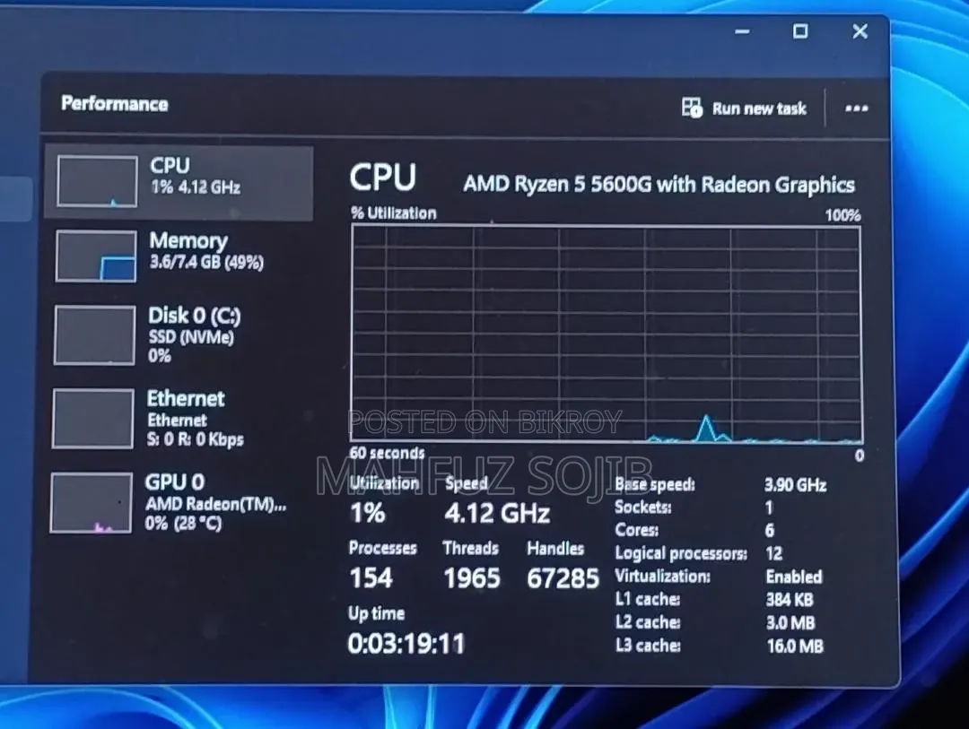 Desktop Computer Gigabyte 8GB AMD Ryzen 5 SSD 256GB