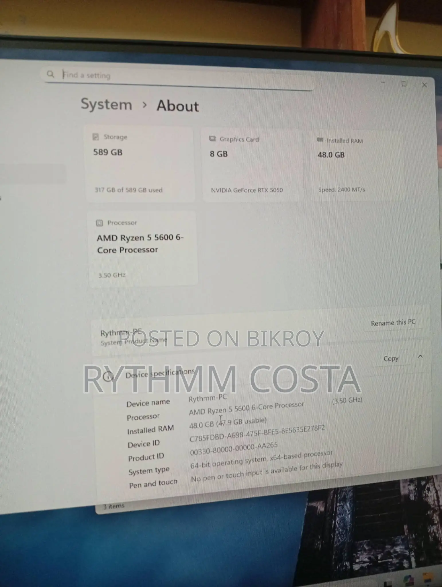 Desktop Computer Asus 48GB AMD Ryzen 5 HDD+SSD 512GB