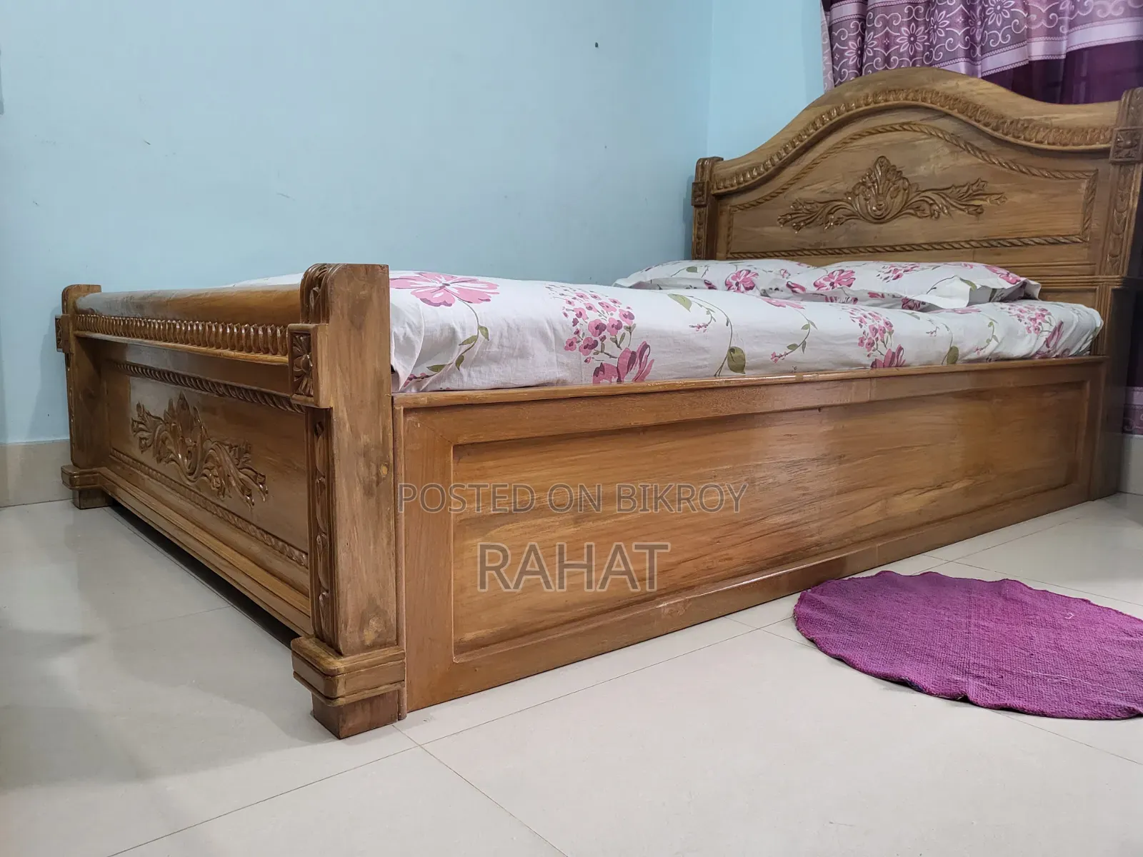 সেগুন কাঠের ফুল বক্স খাট