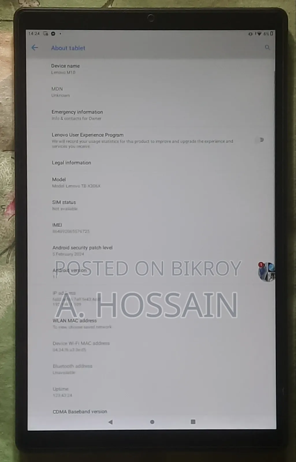 লেনোভো ট্যাব এম১০ ৬৪ জিবি ব্ল্যাক