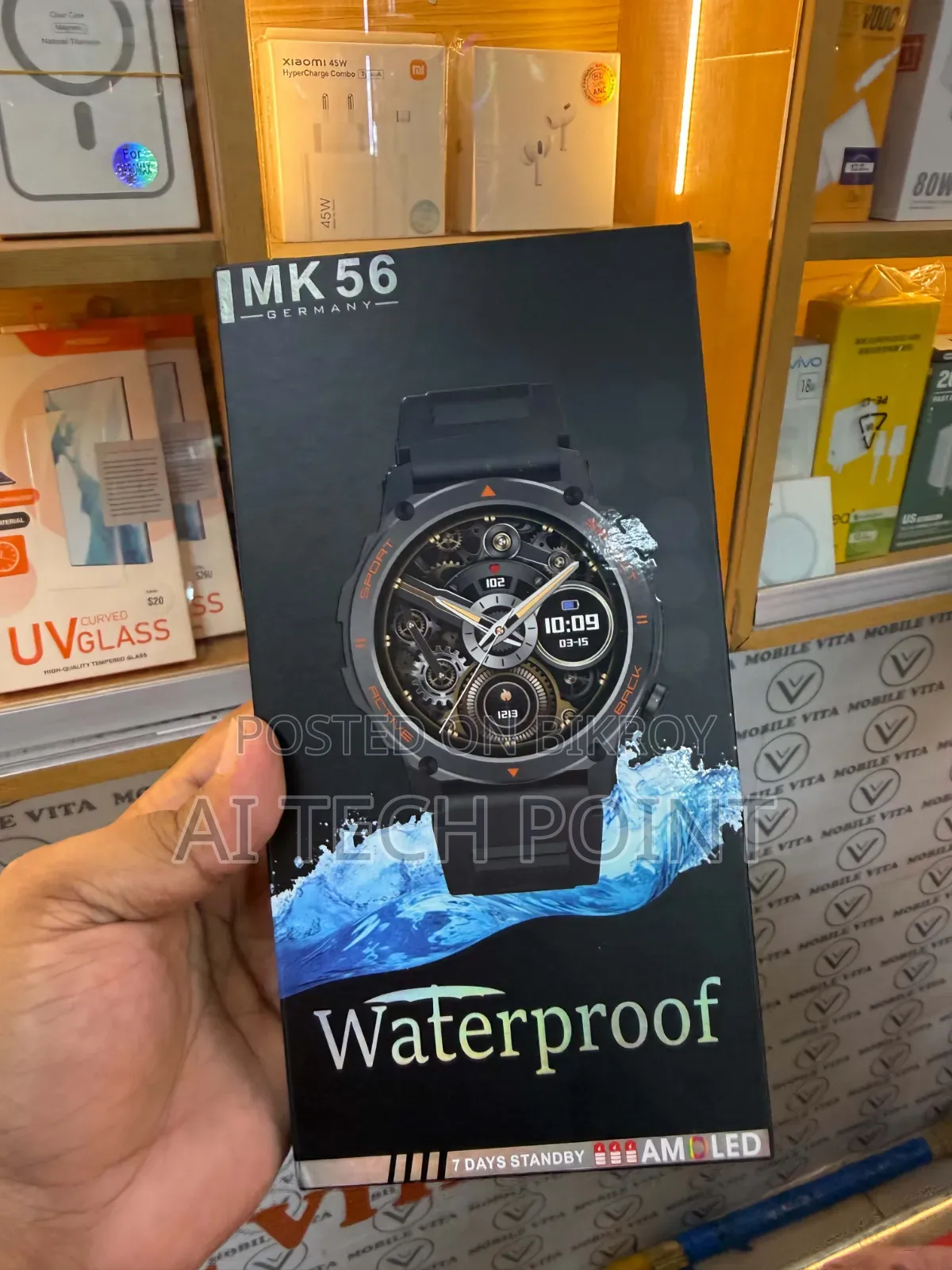 MK56 Waterproof Smart Watch — 3 Strap Edition Metal, White Black