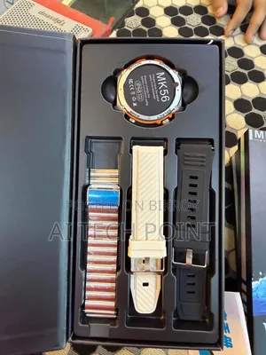 MK56 Waterproof Smart Watch — 3 Strap Edition Metal, White Black