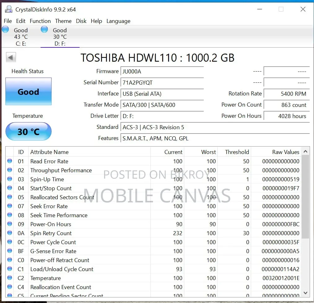 Toshiba Laptop Hard Disk With Case